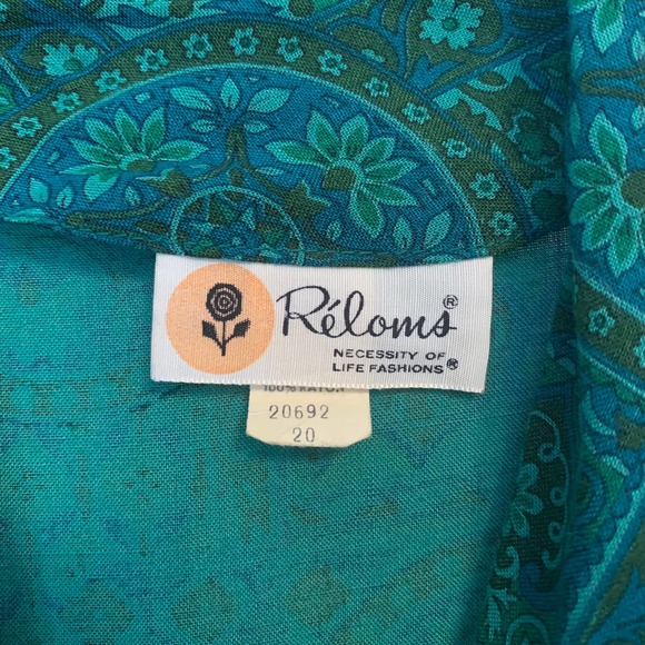 RELOMS Vintage Mandala Paisley Button Down Dress Green Women's Size 20 - Picture 2 of 12